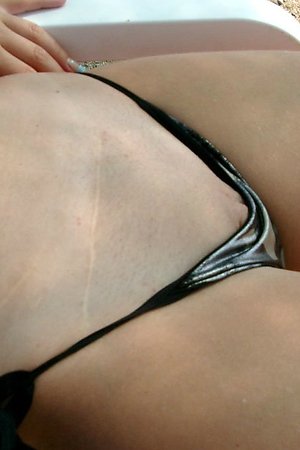 Tempting Barefaced Panties on a beach