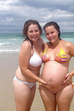 Naturist pregnant ladies undressed outdoors