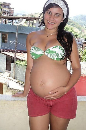 Pregnant girls flashing in a countryside